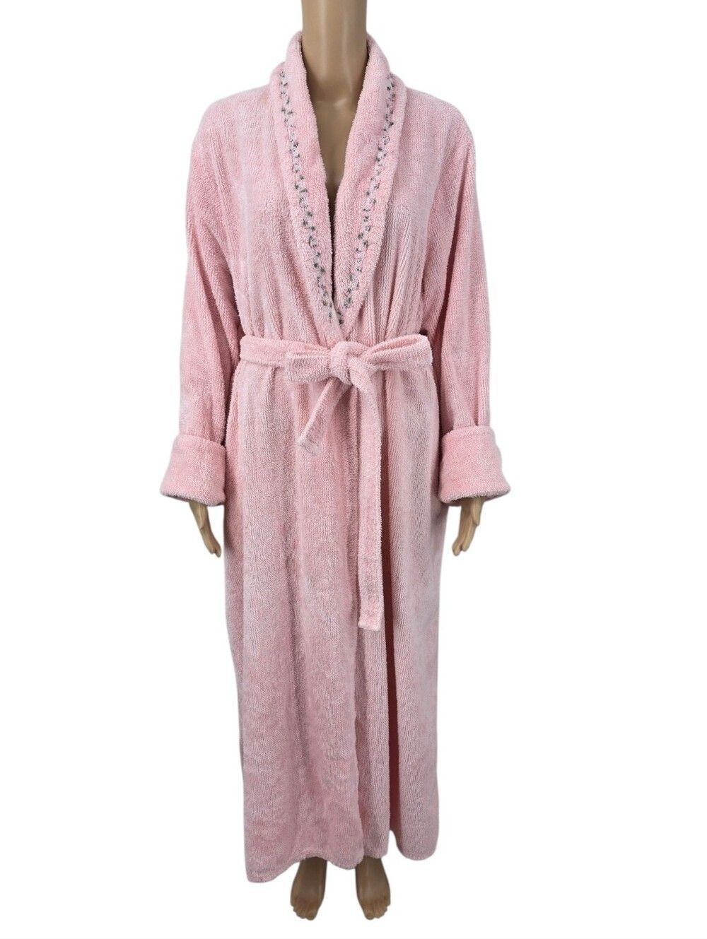 Kinnaird Cotton Blend Pink Women's Shawl Collar Bath Robe with Belt